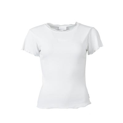 T-Shirt KLEINIGKEIT "Kleinigkeit Lace Kelly T-Shirt", Damen, Gr. S, sanftes weiß, 48% Baumwolle, 48% Modal, 4% Elasthan, unifarben, normal, Rundhals, Shirts T-Shirt