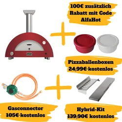Alfa Forni Moderno 2 Pizze, Gas/Hybrid, Rot SPARBUNDLE