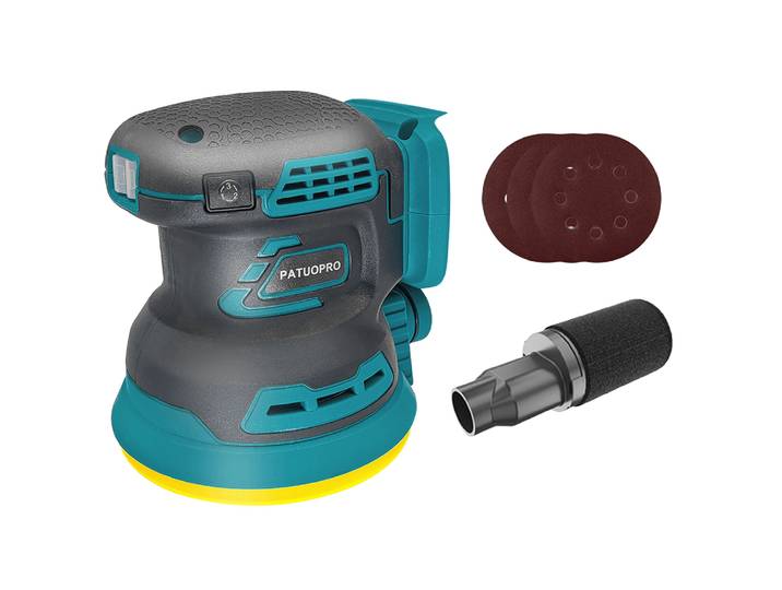 Ponceuse orbitale aléatoire électrique sans fil, disque sans balais, meulage, polisseuse, ponceuse à 3 vitesses, adaptée à la batterie Makita 18V, 125mm