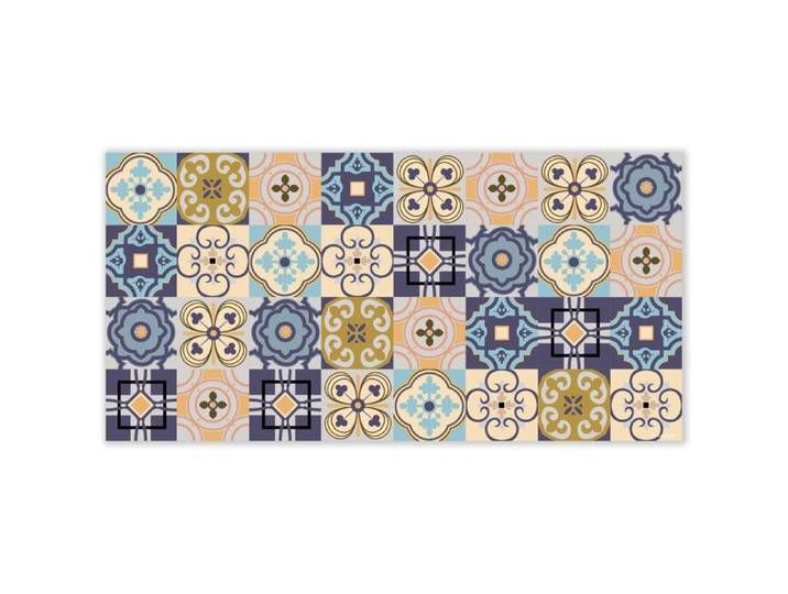 Mubusi Tapis Vinyle Berbère Bleu 80x160 cm - Tapis Chambre en Vinyle