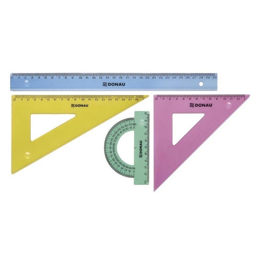 Donau Geometrie-set, klein, anhängerverpackung, farbig sortiert (20 cm, Kunststoff) (47274037)