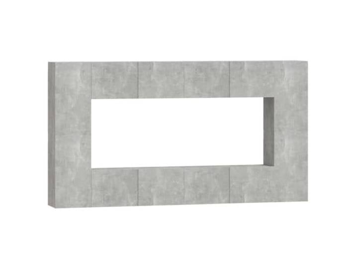 Makastle 8-TLG. TV-Schrank Set Betongrau Holzwerkstoff