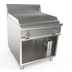 SARO Elektrogriddleplatte 800mm breit Stand gerillt Mod