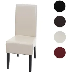Esszimmerstuhl Latina, Küchenstuhl Stuhl, Leder ~ creme, dunkle Beine