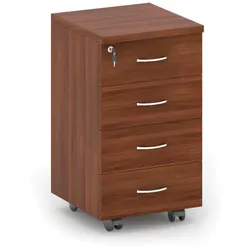 Schreibtischcontainer, Rollcontainer MIRELLI, 4 Schubladen, Nussbaum