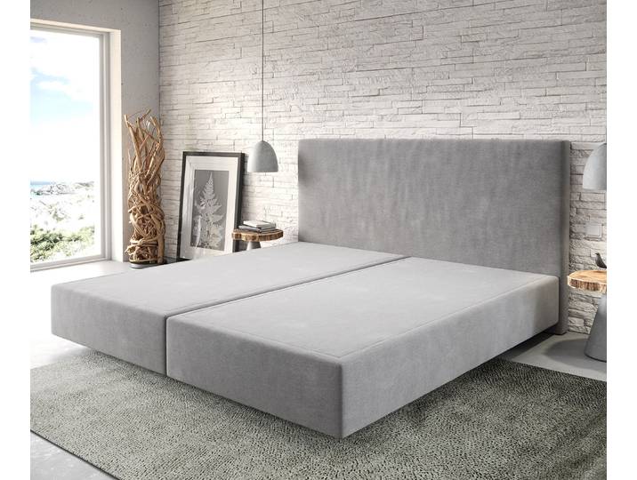 Boxspringgestell Dream-Well Mikrofaser Grau 200x200 cm, Boxspringbetten