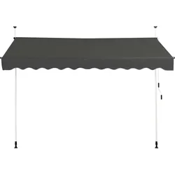 Helloshop26 - Manuell einziehbare Markise 300 x 125 cm verstellbar 200-300 cm modernes Design graues Aluminium 20_0021140