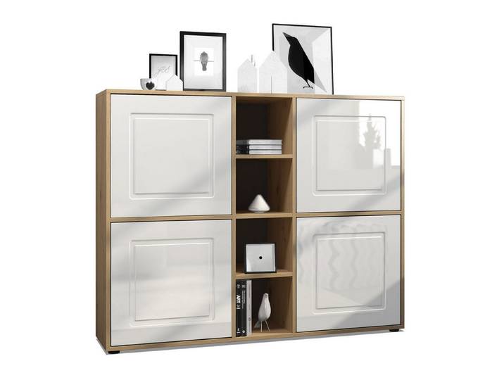 Möbelhandel Klipenstein Highboard NOAH V3, Kommode Schrank Landhaus, Korpus Eiche Artisan