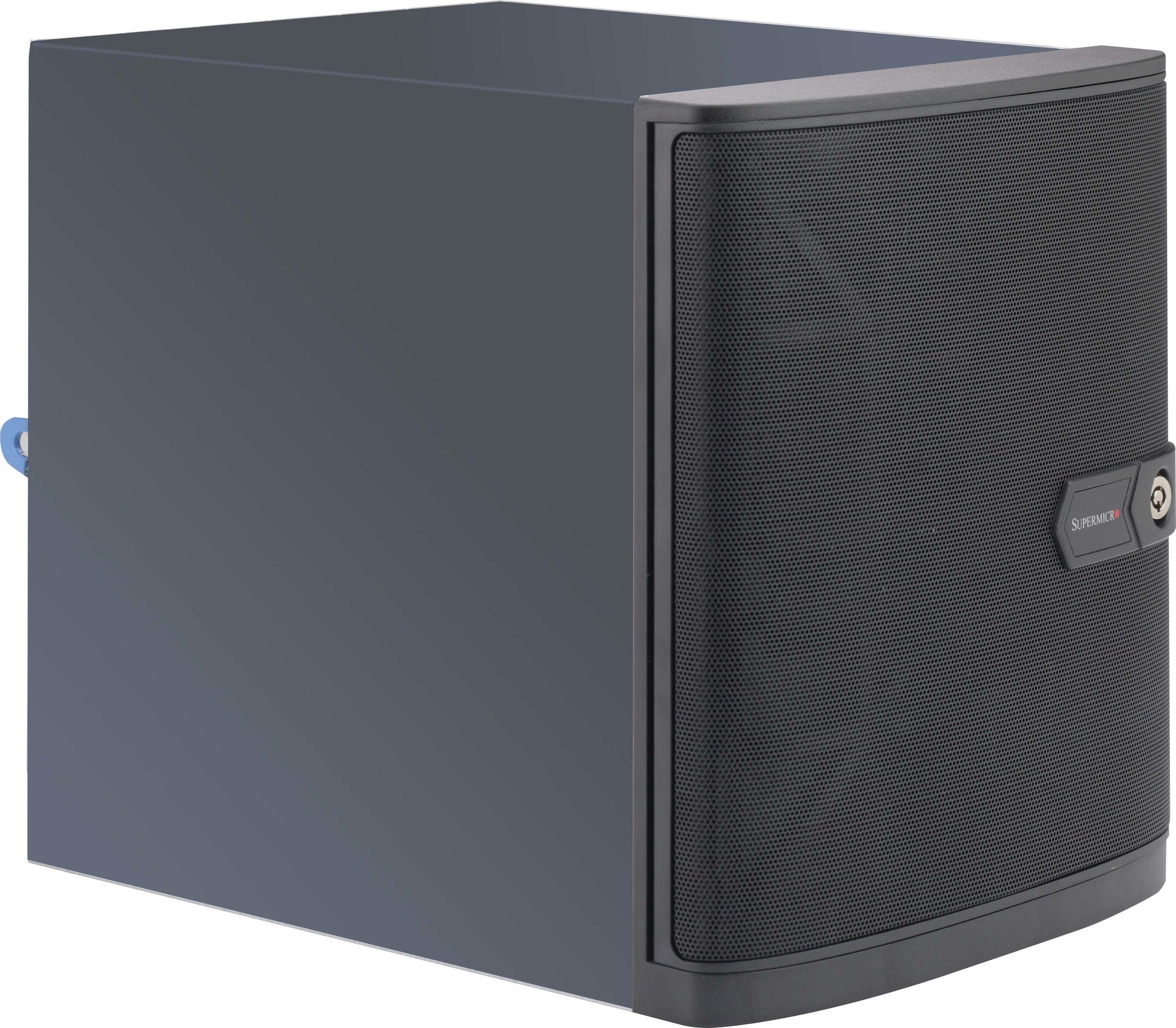 Supermicro CSE-721TQ-350B2, Mini Tower, Server, Schwarz, Mini-ITX, Ventilatorausfall, HDD, Netzwerk, Leistung, Kensington