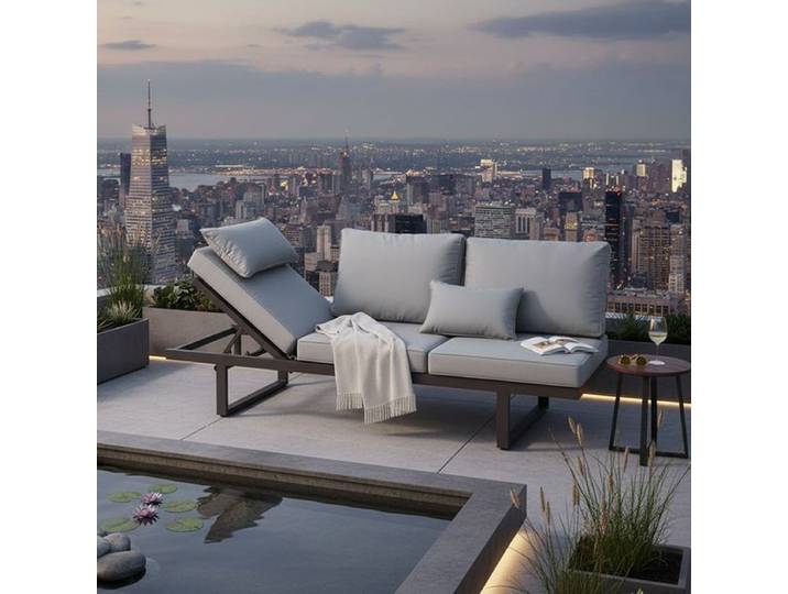 LC Garden Bondino Diningsofa verstellbar Aluminium/Polyester Dunkelgrau Hellgrau
