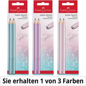 Faber-Castell Bleistift Jumbo Sparkle, Härte B, Glitzer-Design, 2 Stück