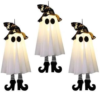 Inspired Living LED Light Up Witch Ghost Halloween Hanging Decoration 3pcs