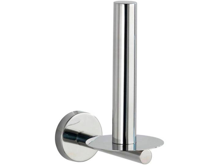 Toiletten-Ersatzrollenhalter WENKO Bosio , silber (silberfarben), B:8cm H:18cm L:12cm, Edelstahl, Toilettenpapierhalter, Toiletten-Ersatzrollenhalter, Edelstahl, rostfrei