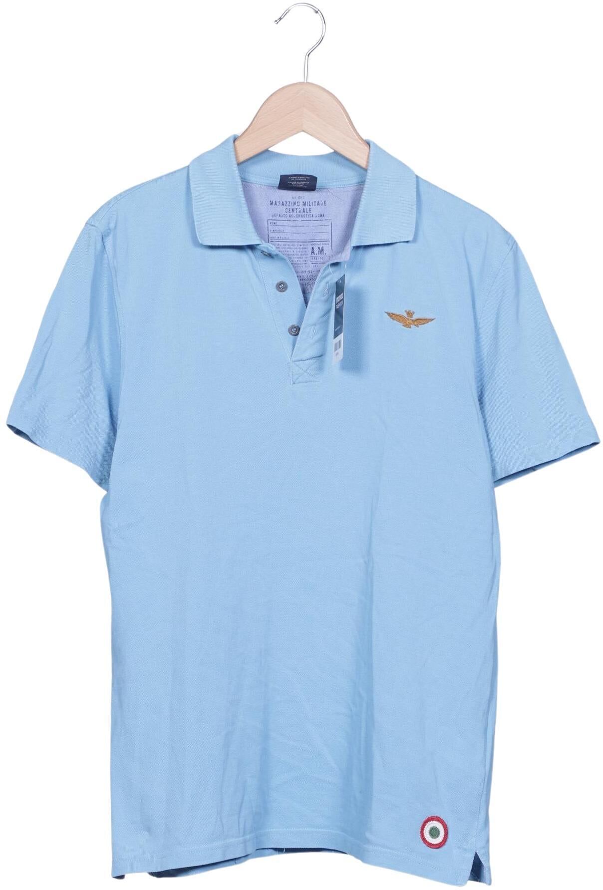 Aeronautica Militare Herren Poloshirt, Hellblau, Gr. L, Baumwolle - Second Hand