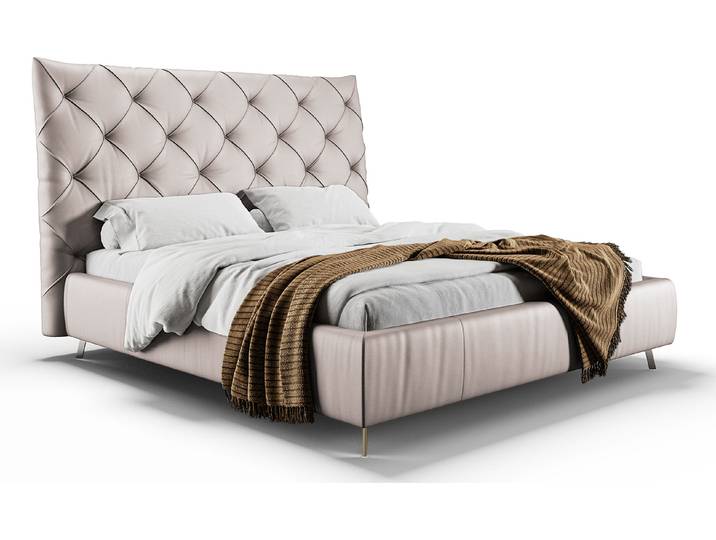 KAWOLA Bett ANNY Polsterbett Leder hellgrau 160x200cm