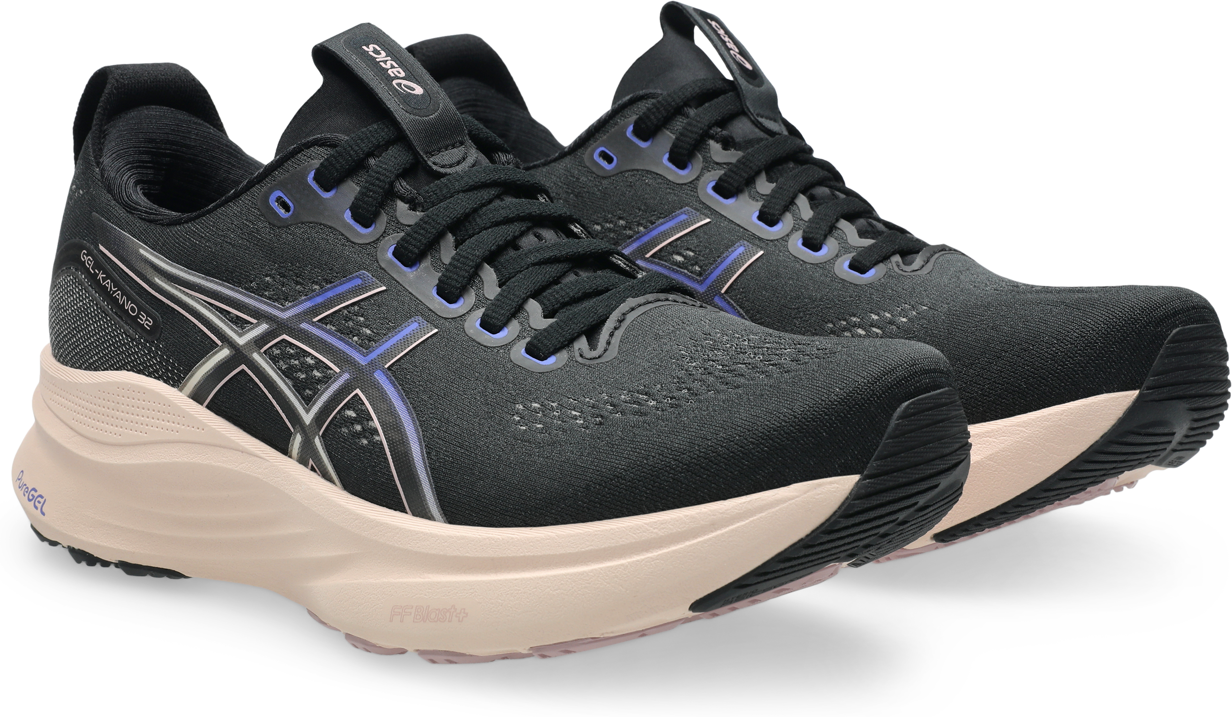 Laufschuh ASICS "GEL-KAYANO 32", Damen, Gr. 39, schwarz (schwarz, pearl pink), Synthetik, Schuhe Laufschuh, für mehr Stabilität schwarz, pearl pink 39