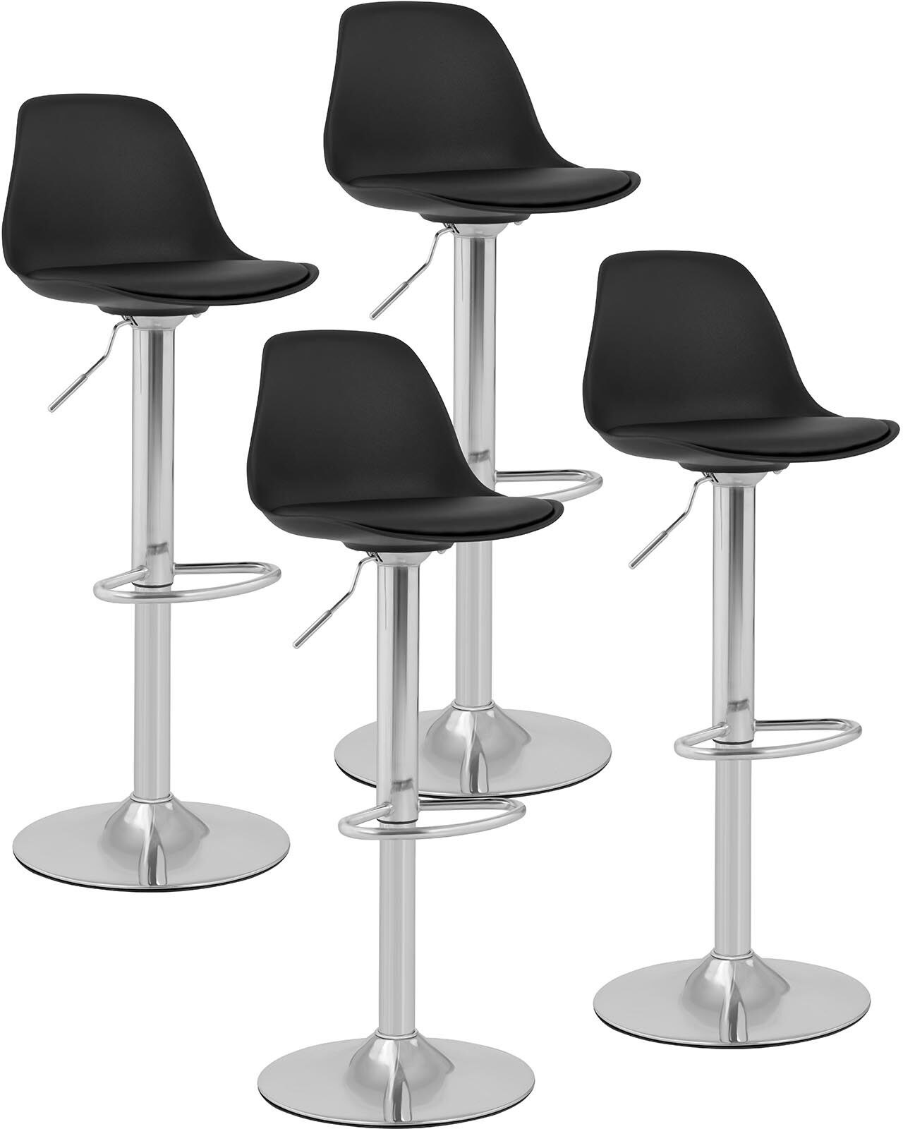 Fromm & Starck Baarijakkara - 4 kpl - selkänojalla - kromattu teräsjalusta - musta STAR_SEAT_02