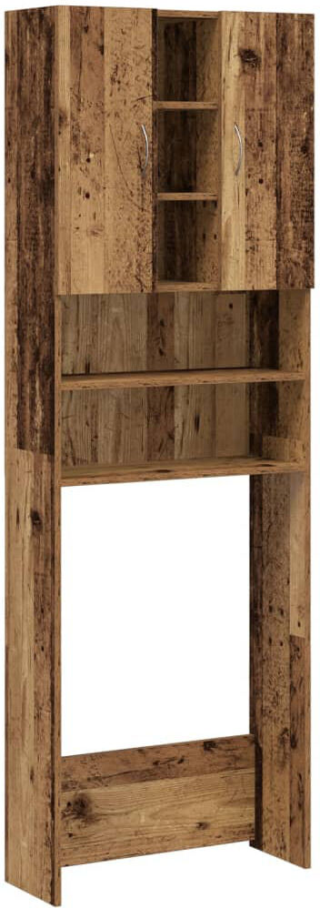 Ebern Designs Awaah Solid Wood Freestanding Linen Cabinet Old Wood
