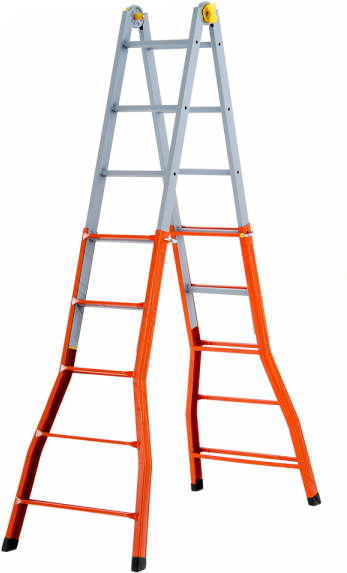 Gierre Peppina A0080, 2x10 gradini, 4.85 m - Scala in acciaio telescopica - Altezza stimata operativa 5.85 m