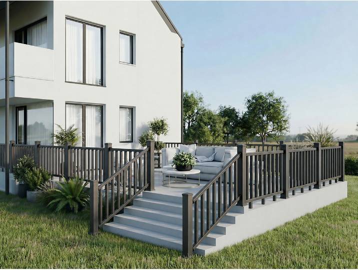 Treppengeländer aus Verbundwerkstoff - Erweiterungsset - H 100 x B 200 cm - Anthrazit - GUARO