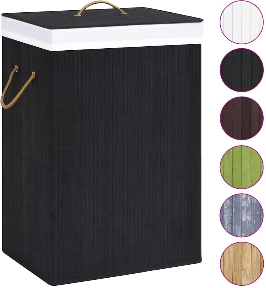 vidaXL Panier à linge avec 2 sections bambou noir 72 L