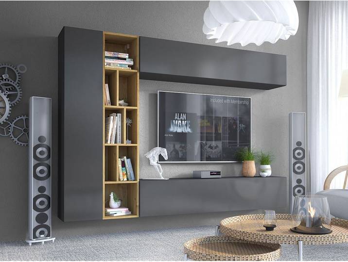 MIRJAN24 Wohnwand Kodita, (Komplett-Set, 3x Hängeschrank, Regal), 224x33x160 cm