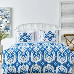 Karaca Neos Bettbezug-Set aus 100 % türkischer Baumwolle, Doppelbett, Blau