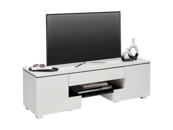 Carryhome Lowboard, Weiß, Kunststoff, 3 Fächer, 1 Schublade(n) Schubladen, Wohnzimmer, TV Möbel, Lowboards