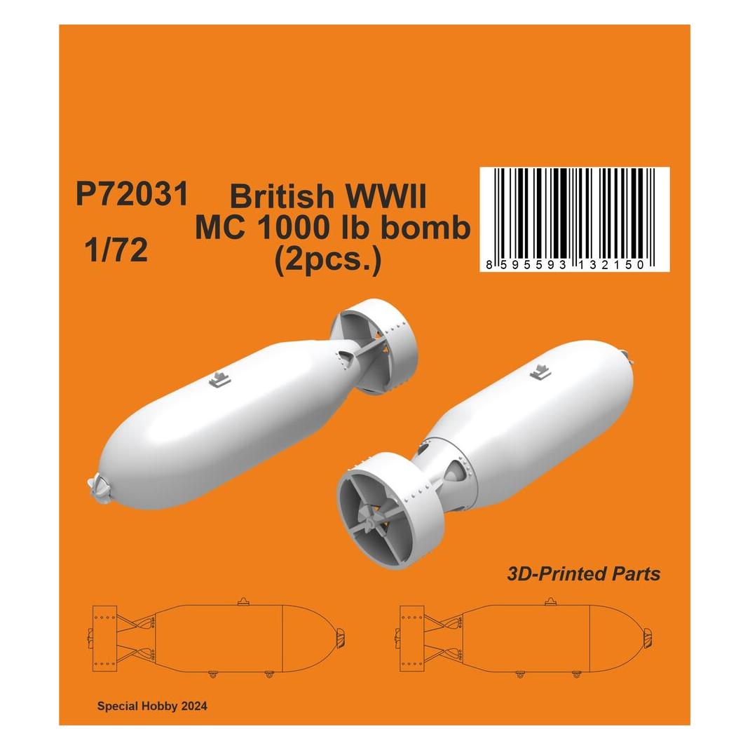 CMK British WWII MC 1000lb bomb Mk.I (2pcs.) (129-P72031)