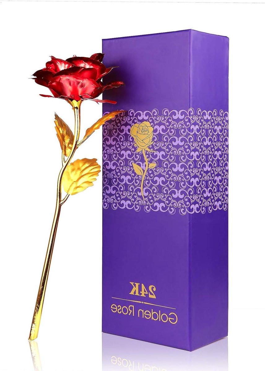 24K Gouden Roos Kunstbloem in Luxe Cadeaubox