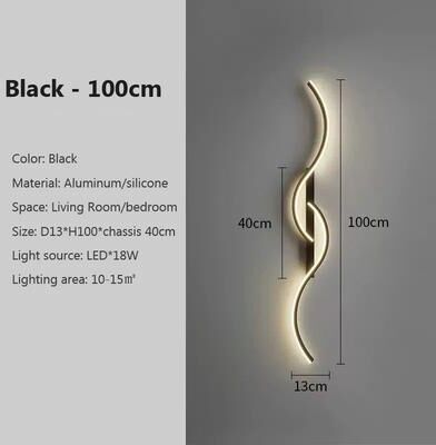Uplift Treasures Smart LED Wall Lamp With Remote Control Adjustable Brightness wl625 Black 100cm warm White no Rc