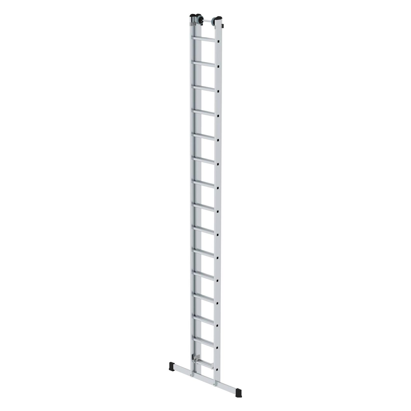 Günzburger Sprossen-Schiebeleiter mit Standard-Traverse 2x15 Sprossen (Regalleiter) (011615)