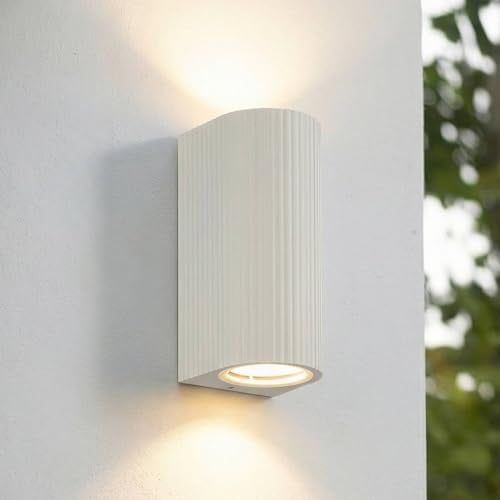 Lindby Dimbare LED buitenlamp modern wit aluminium wandlamp voor tuin, terras of balkon