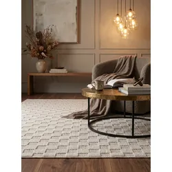 Flachgewebe-Teppich Schachbrett Creme 200x290 cm Schachbrett