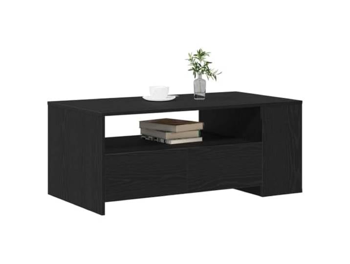 KTHLBRH Couchtisch Eiche Schwarz 102 x 55 x 43,5 cm Mit Schublade, minimalistisches Design, elegante Linien, geeignet für modernes Wohnzimmer