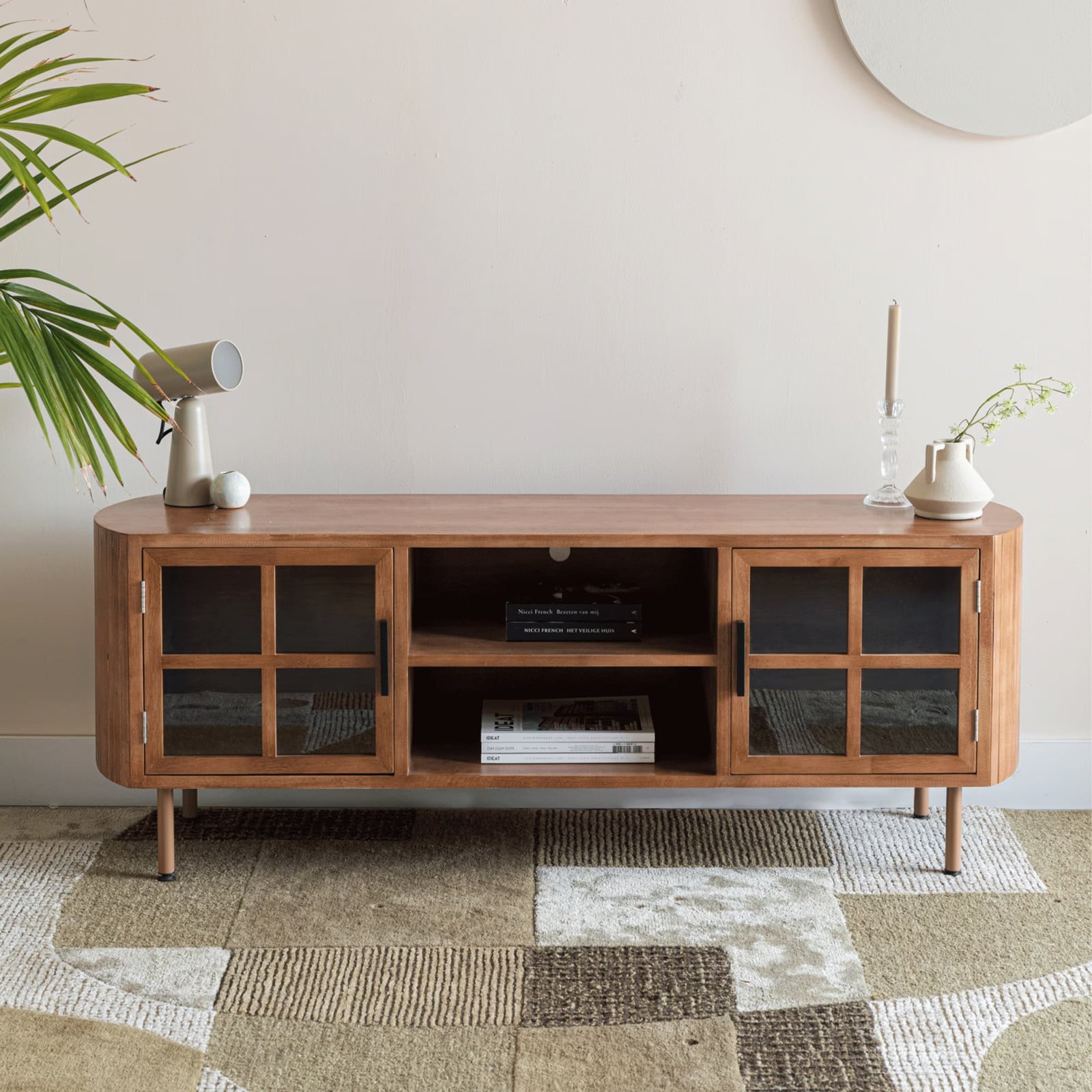 ZILT TV-meubel Horacio modern rubberhout, Bruin, Breedte: 150 cm