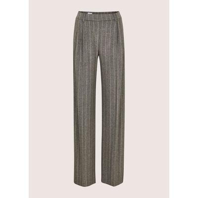Bundfaltenhose MADELEINE "Hose Bundfaltenhose mit Nadelstreifen", Damen, Gr. 38, N-Gr, grau (steingrau, berber), Modern, weit, Hosen