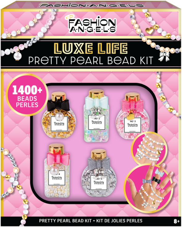 Basic Fun Fashion Angels Luxe Life Pretty Pearl Bead Kit for Kids, Includes 1400 Beads and Accessories, Perfect for Jewelry Making and Creative Play