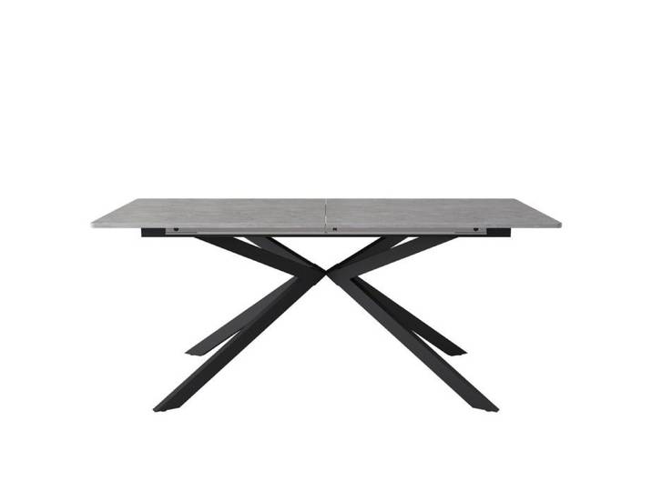 Table de Salle à Manger Extensible Auto 150-180x70x76cm- Rectangulaire Noir et Gris- Piètement Croisé- Table Basse et Loisirs
