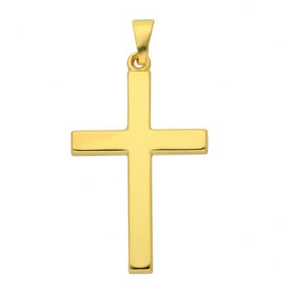 Kreuzkette ADELIA´S "Halskette - Kreuzkette mit Kreuz Anhänger aus 585 Gold", gold, Halsketten, Damen, Gelbgold 585 Gold, Gelbgold 585, Gold, Kreuzkette, Schmuckset mit bis 45 cm stufenlos verstellbarer 925 Silber Halskette
