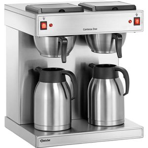 Bartscher Kaffeemaschine Contessa Duo 190184, 2 Thermoskannen, 2x 2 Liter, 3200 Watt, silber, für 2x 16 Tassen