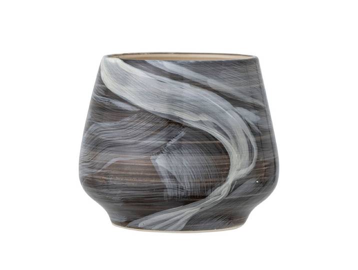 Blumentopf Smokysky – handbemalt - Schwarz-Grau - Luxusbetten24