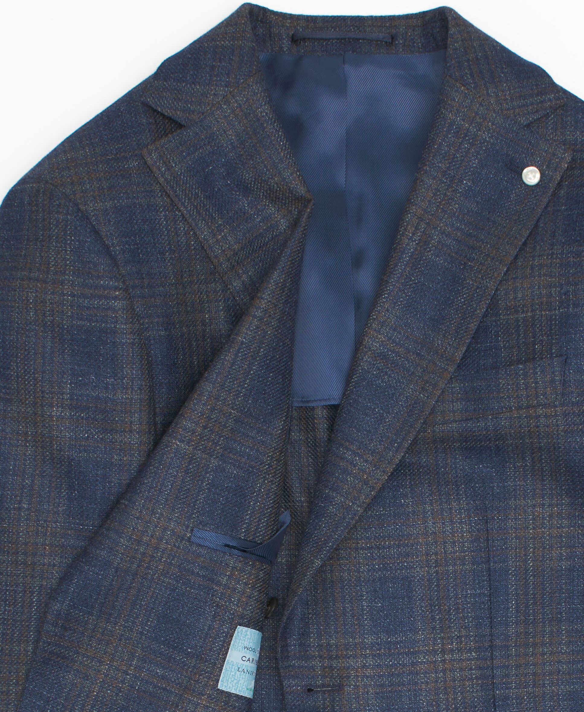MIRTO Americana semi estructurada azul cuadros-56 Hombre