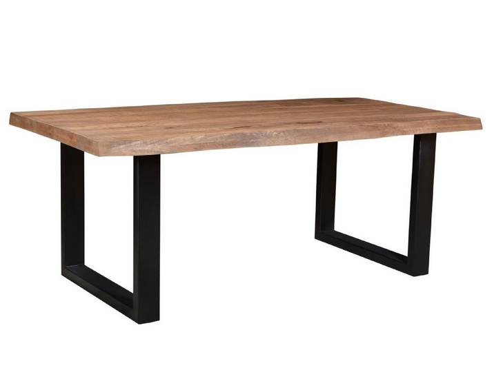 Natur24 Esstisch Sturdy Tisch 200x100x76 cm Mangoholz Stahl Natur Schwarz