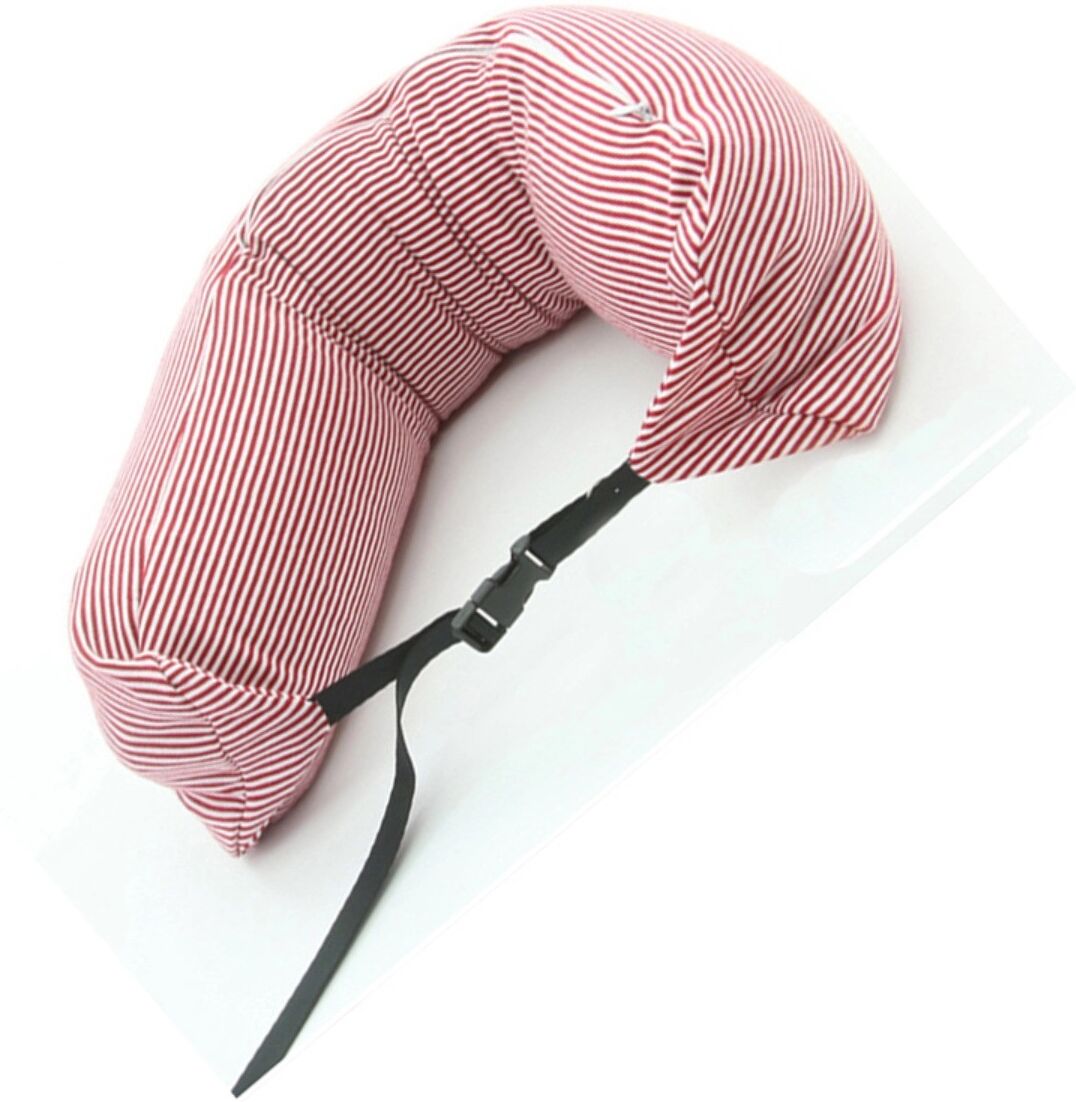 INF U-förmiges Nackenkissen – gestrickter Baumwollbezug mit Polystyrol-Mikrokügelchen, atmungsaktives ergonomisches Rot