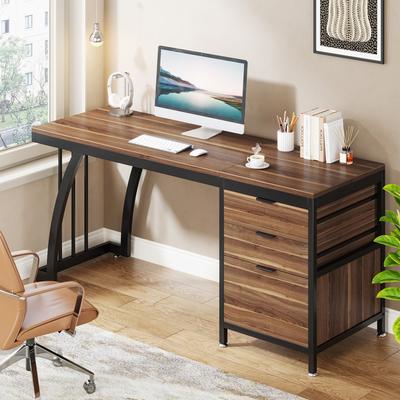 1Easylife 59-inch Computer Desk Writing Table with 3 Reversible Drawers Home Office Desk with Storage