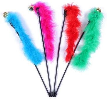 Uplift Picks Five Piece Cat Feather Wand Toy Set With Bell For Interactive Kitten Exercise Play a