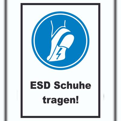HB-Druck ESD Schuhe tragen Schild Fußschutz gegen elektrostatische Aufladung A6 Rückseite selbstklebend