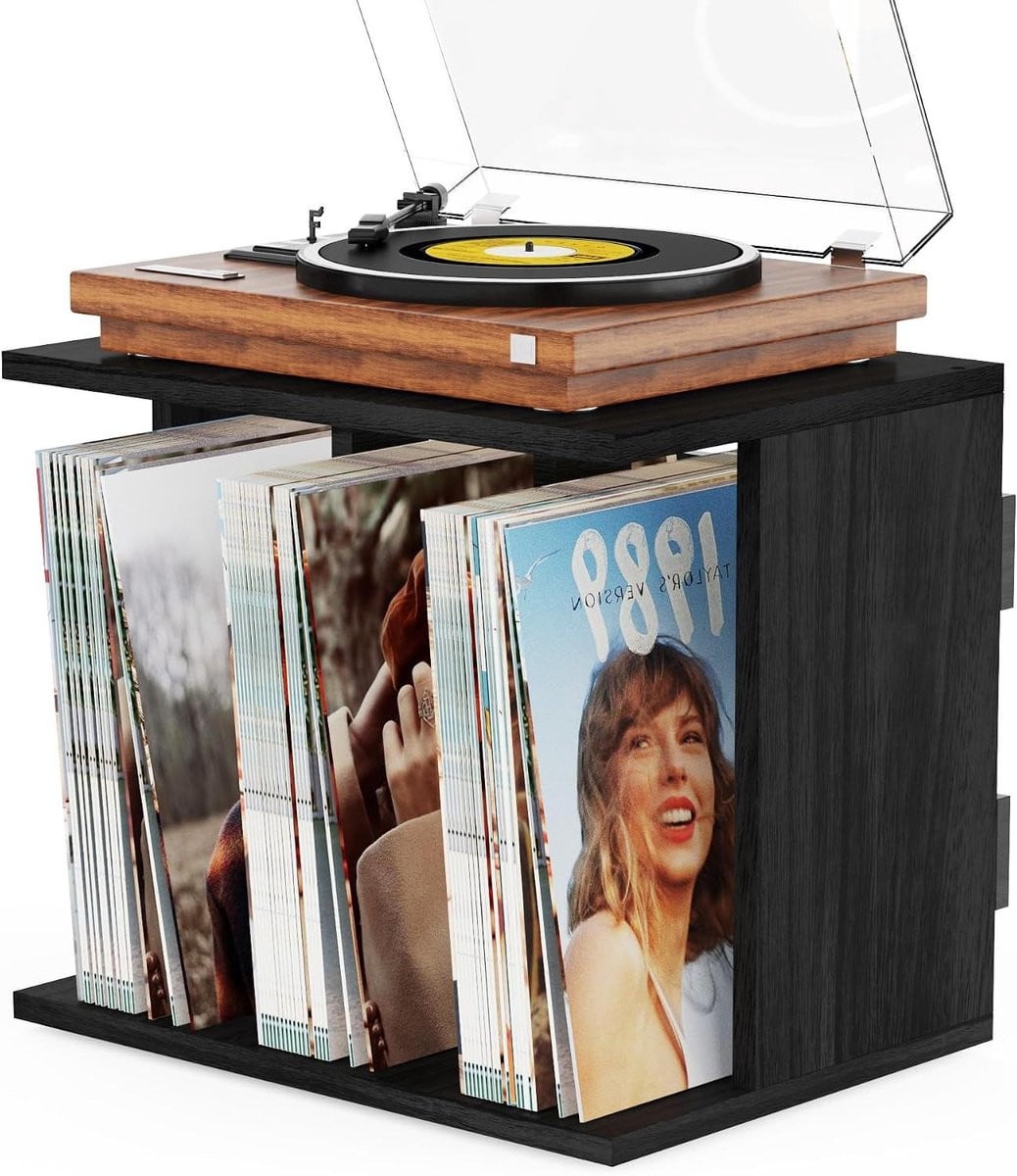 Vinyl Platen Opslag Zwart - LP Houder voor 100 Platen - Wandmontage Mogelijk