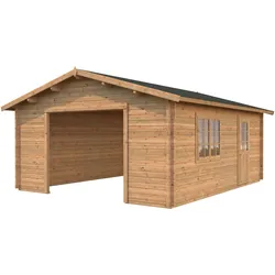 Palmako Garage Roger 23,9 m2 - 44 mm - ohne Tor Hellbraun tauchimprägniert